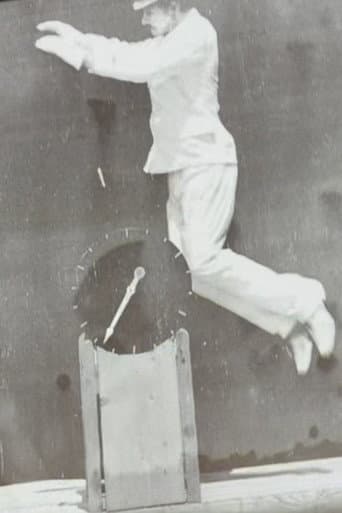 Saut en hauteur à pieds joints, homme habillé